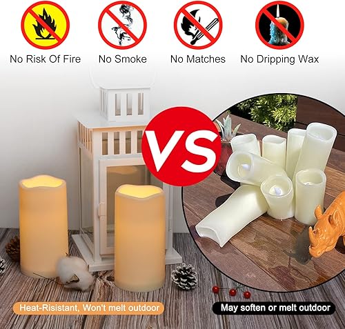 Miniatura 4 de Velas impermeables sin llama con control remoto, velas que funcionan con pilas para interiores y exteriores (3 x 6 pulgadas de alto), 12 velas LED