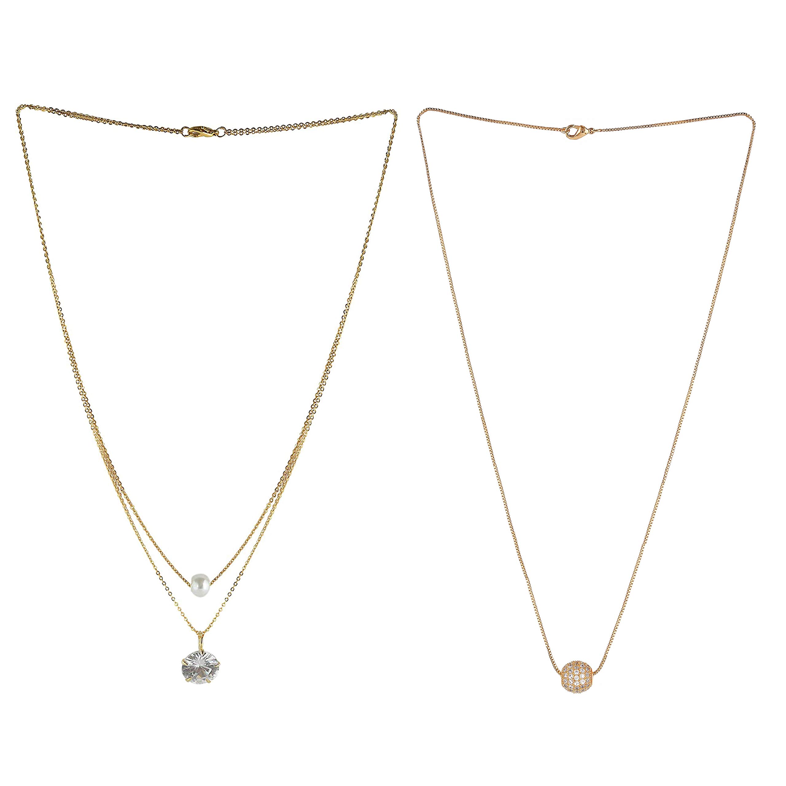 Brado Jewellery Gold Plated White American Pendant With Satari Chain Combo Of 2 Necklace Golden Chain Pendant for Women and Girls (B08SKDDDQC) Amazon Price History, Amazon Price Tracker
