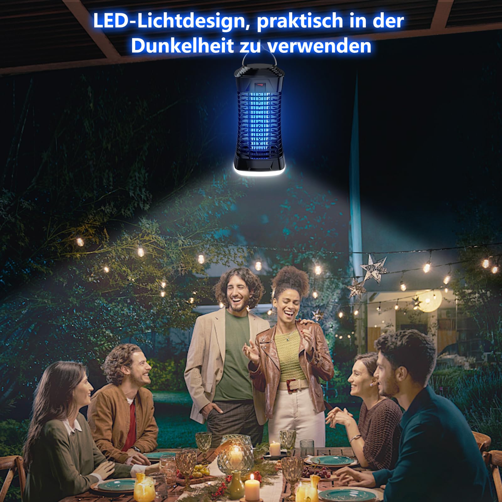 Loowoko Mückenlampe 4200V, Effektiver Mückenschutz, Elektrische Mückenfalle mit Lampe, Chemiefrei, Leise, Sicher für Kinder und Haustiere, Mückenvernichter für Innen & Überdachte Außenbereiche