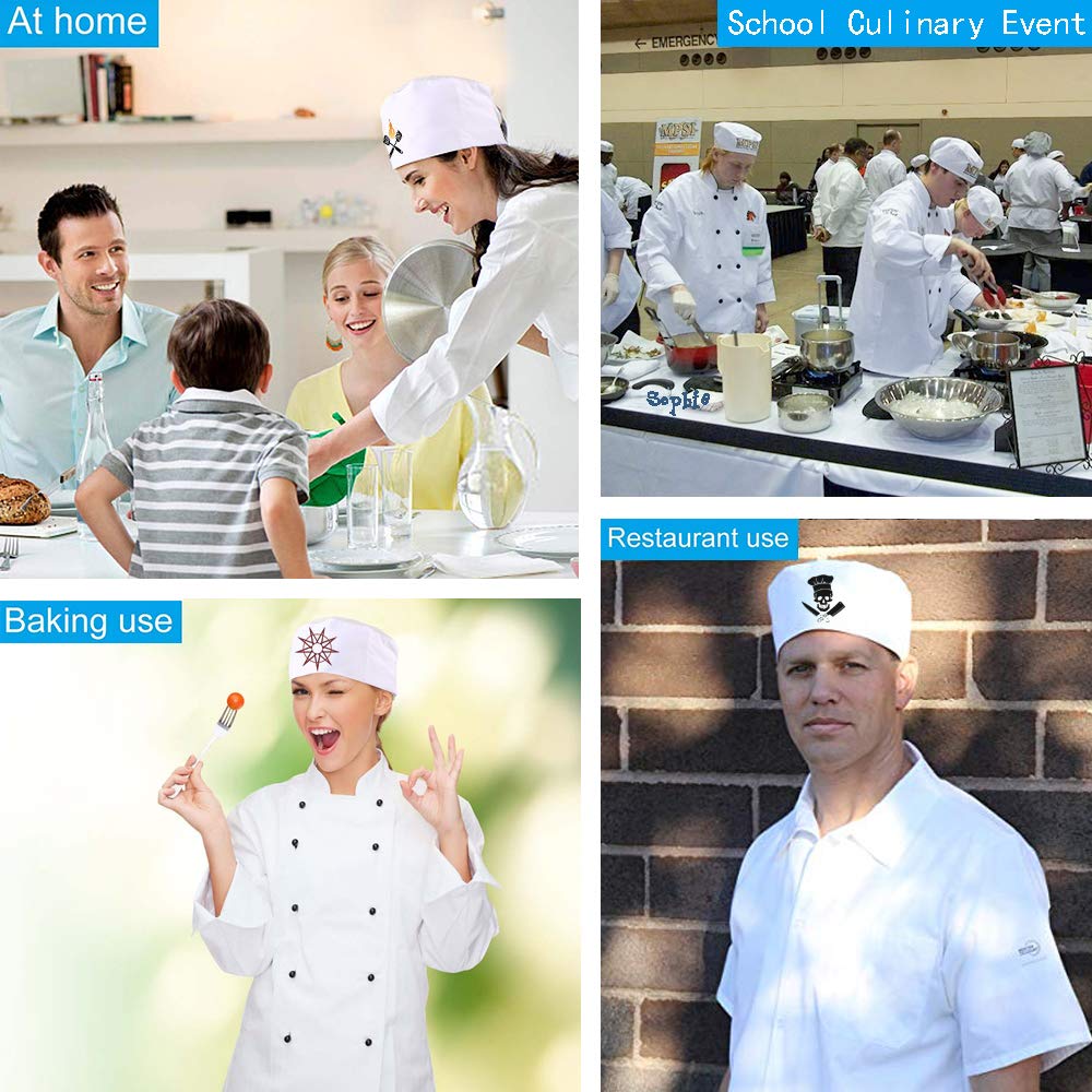 Personalized Custom Chefs Hat Breathable Mesh Top Skull Cap Baker Kitchen Cooking Chef Cap (Black)