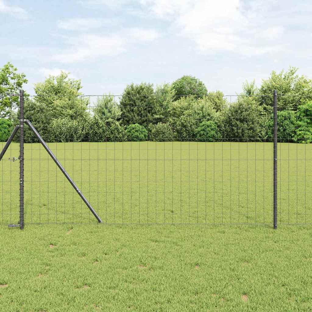Recinzione Europea Con Ferro Rivestito in PVC, Struttura Resistente Alle Intemperie e ai Raggi UV, Recinzione da Giardino, Recinzione Modulare, Per Uso in Giardini e Patii Esterni, Grigio, 1.2 x 10 m