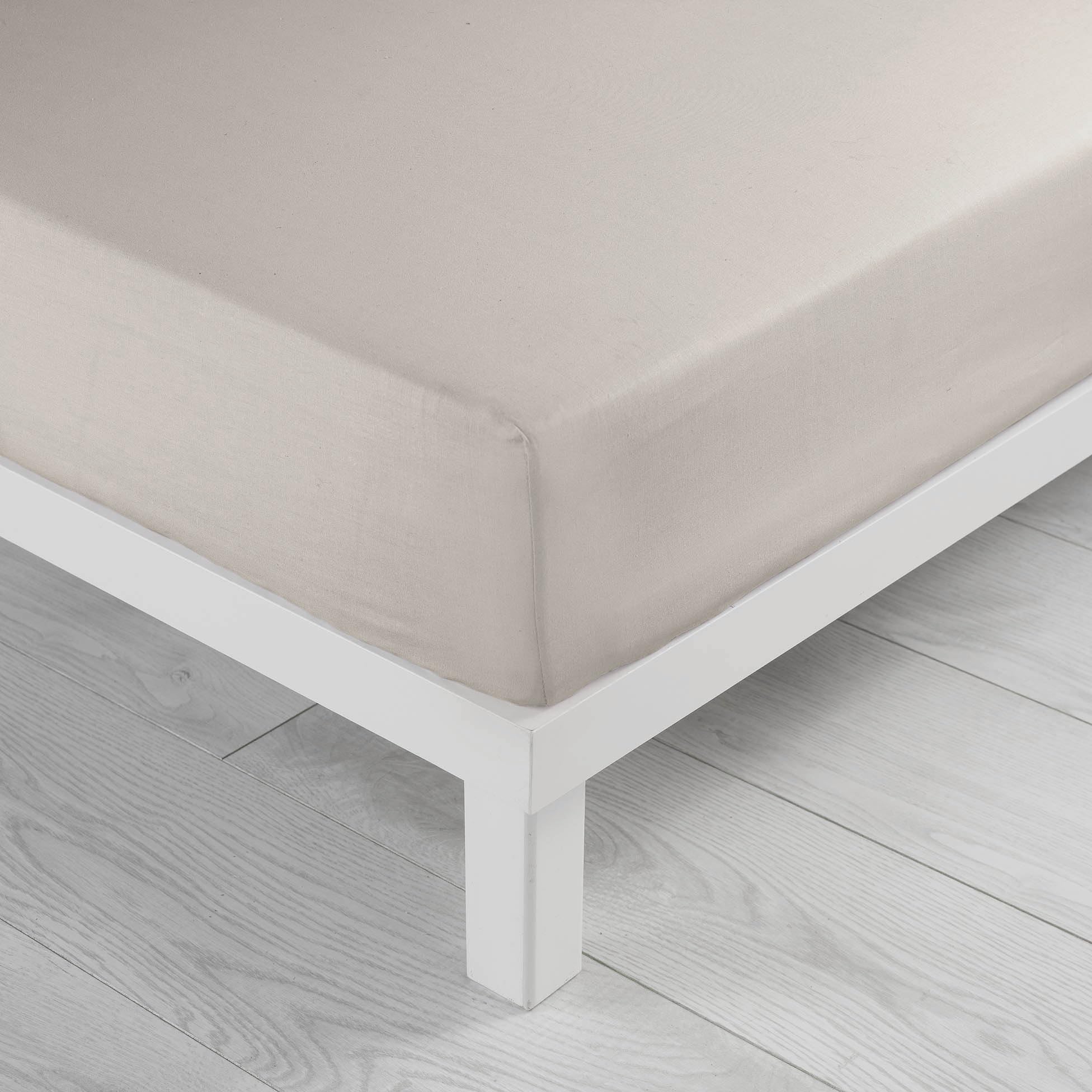 douceur d'intérieur, Fitted Sheet (160 x 200 cm) Oscar Natural, Plain Microfibre