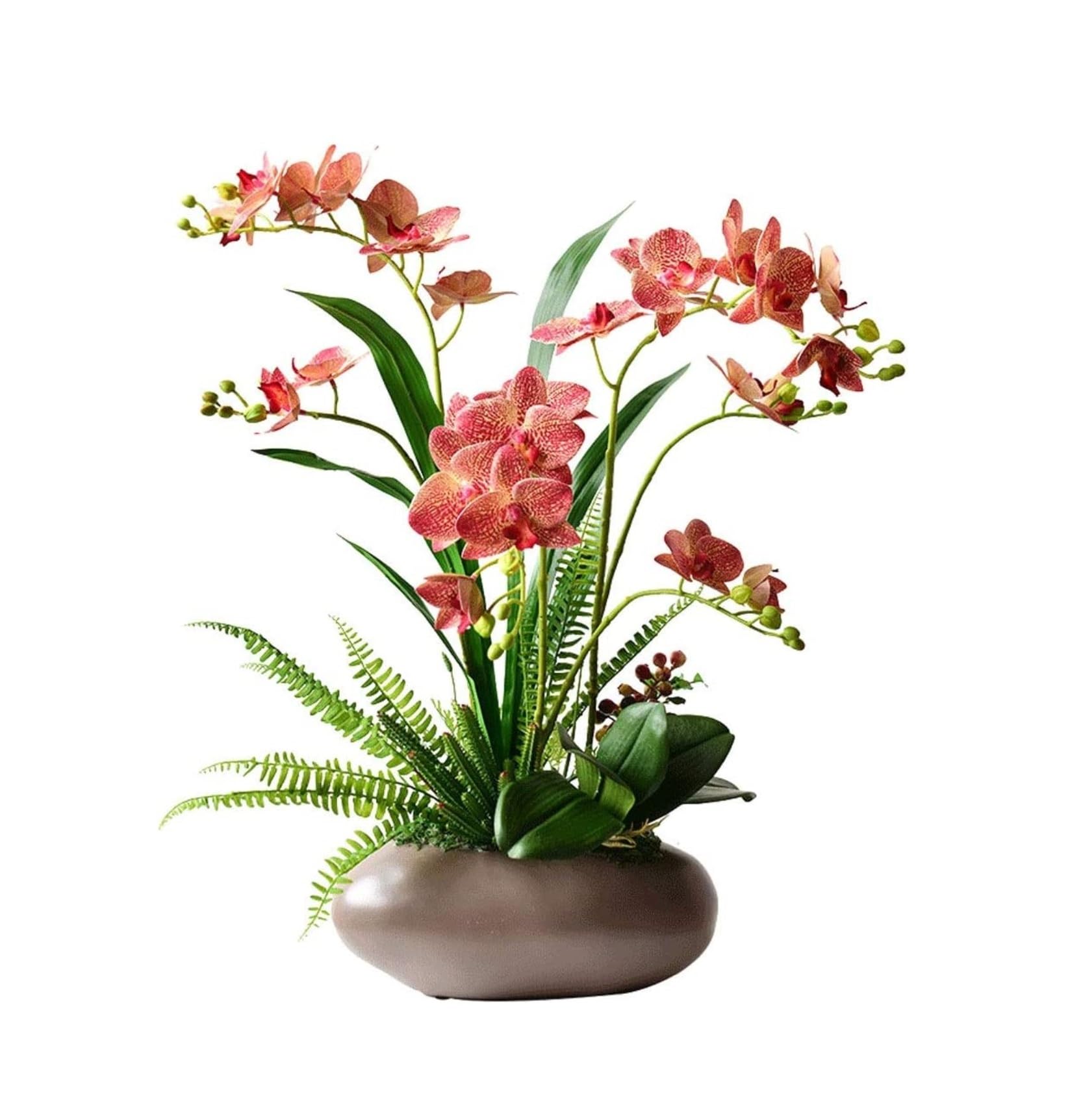IUokLU Artificial Orchid Flowers,Artificial Orchid Artificial Flowers Fake Flower Artificial Flowers Fake Faux Orchid Arrangement (Red Q)