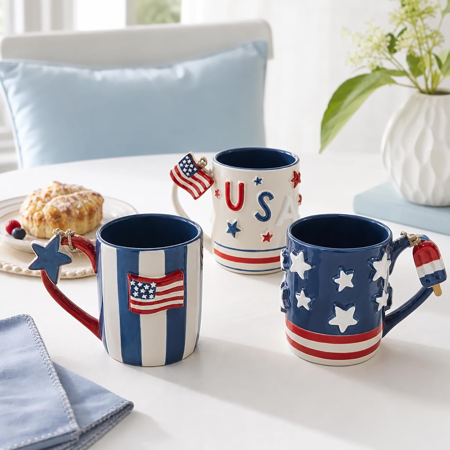 Mud Pie USA Americana Mug Set, 15 oz, America 250 Mug