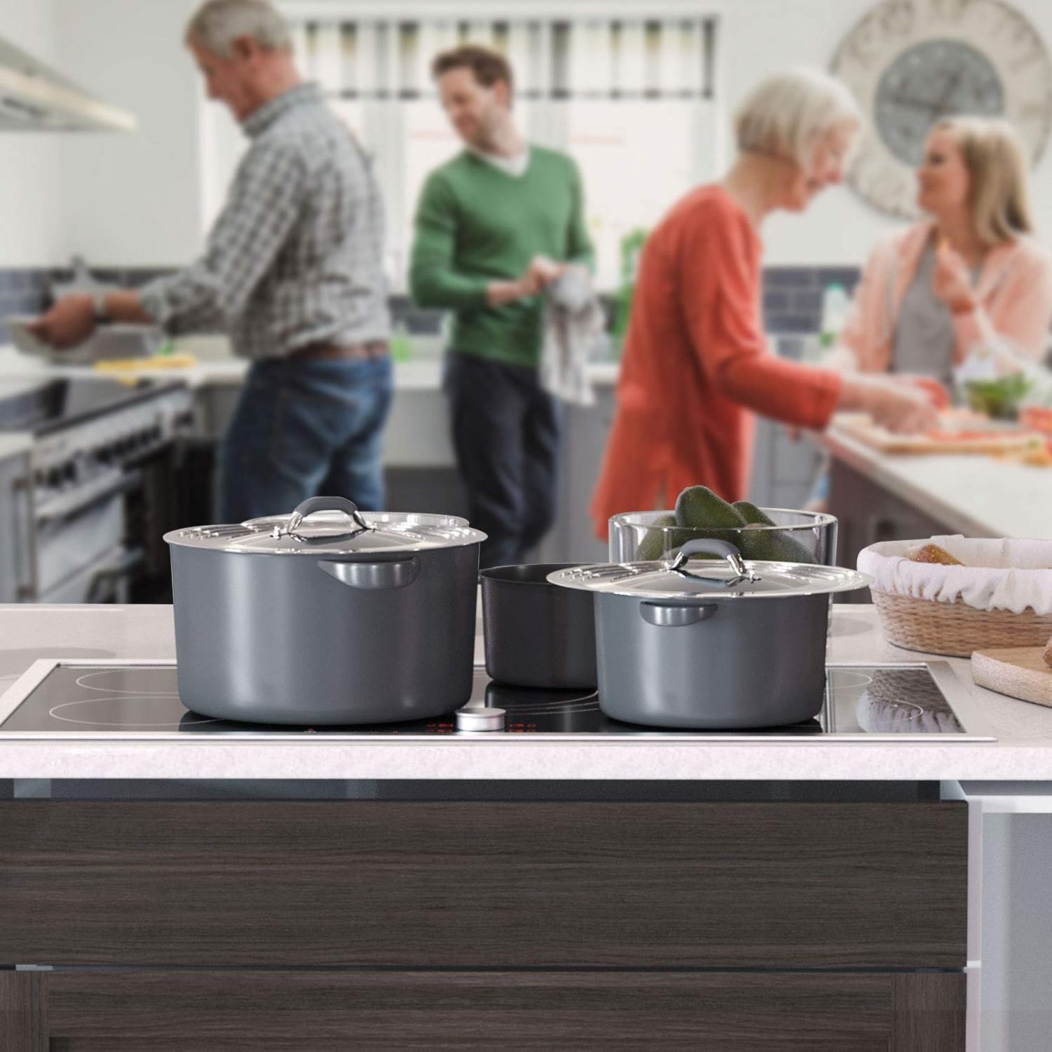 Universal Pans Pots Lid Cover Fit All 8.25 Inch to 12 Inch Pots/Pans/Woks Stainless Steel and Glass Lid with Heat Resistant Knob, Gray - Image 7