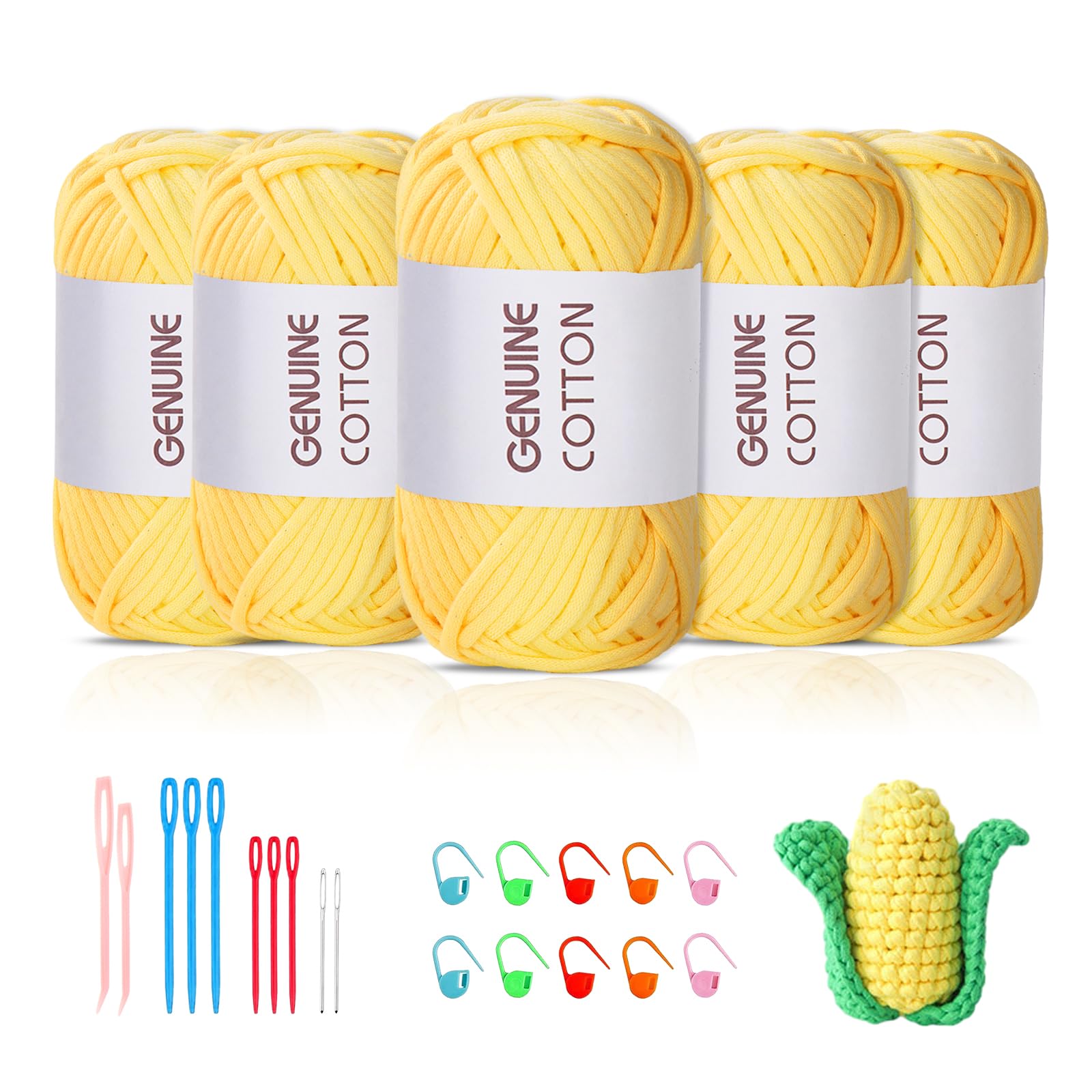 Maxee 5X50g Dickes Garn Baumwolle zum Häkeln, Chunky Häkelgarn für Anfänger, Kein Geteiltes Häkeln Amigurumi Wolle, Klobiges Baumwollgarn Einfaches Strickgarn zum Häkeln Stricke