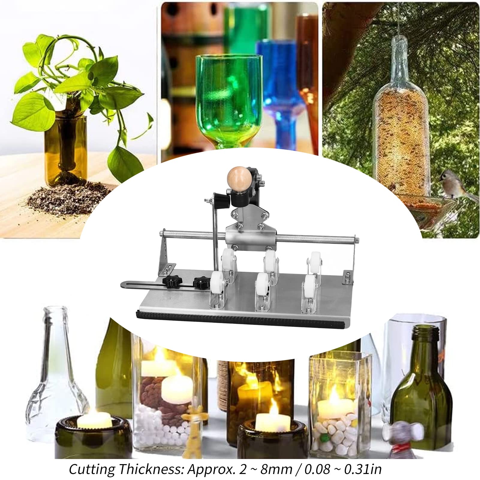 Flaschen Cutter, Glasflaschenschneider für Runde Flaschen – DIY-Kit zum Schneiden von Bier, Wein & Soda Flaschen, Effizienter und Präziser Flaschenbruch Schneider
