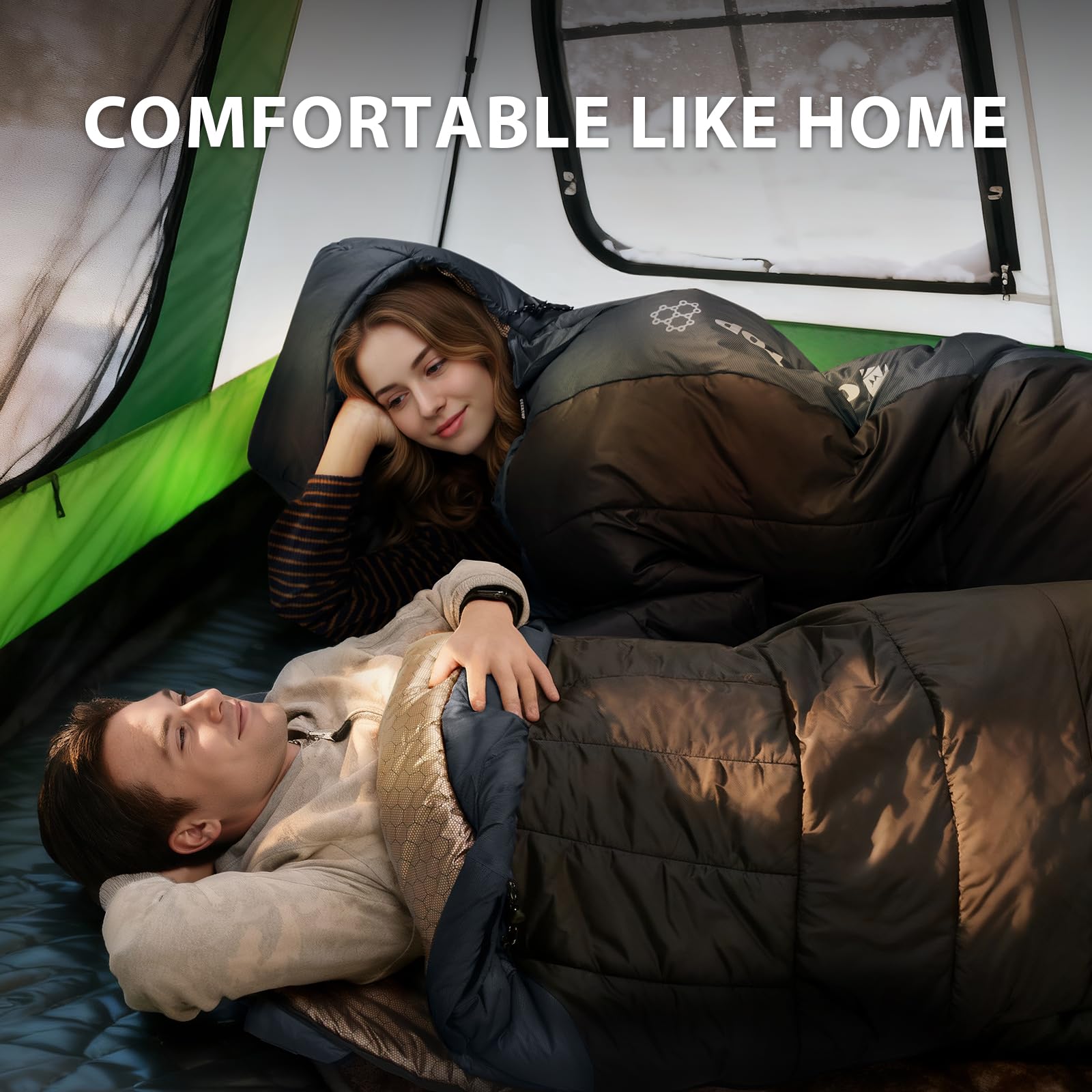GEERTOP Saco de Dormir Invierno Momia para Adultos - Grafeno & Fibra Vegetal, 3-4 Estaciones (1500g, Confort -3°C a 4°C), Repelente al Agua, para Camping y Coche