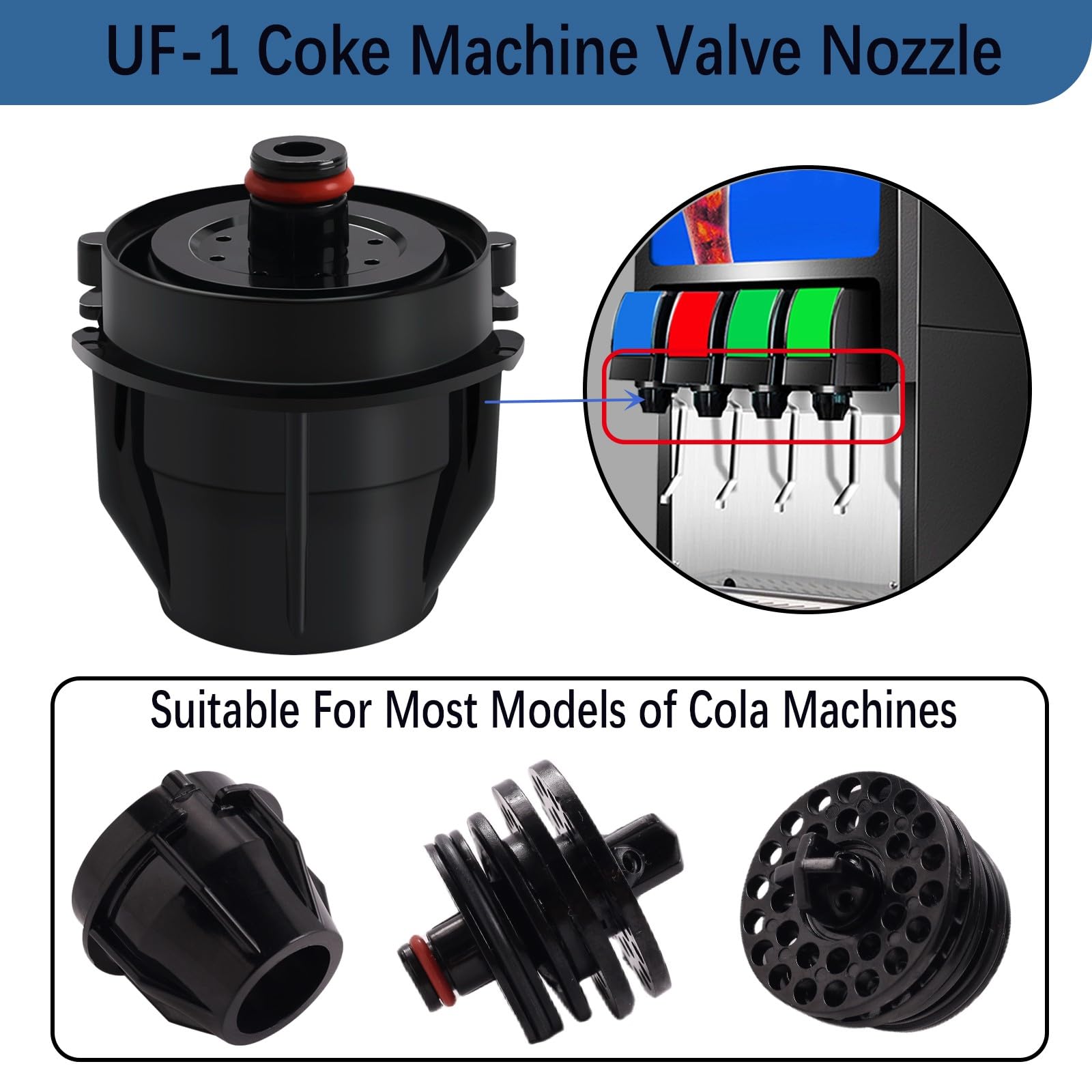 3 boquillas UF-1 y conjunto de difusor, para reparación o reemplazo de válvulas exteriores interiores de coque UF-1. (3)