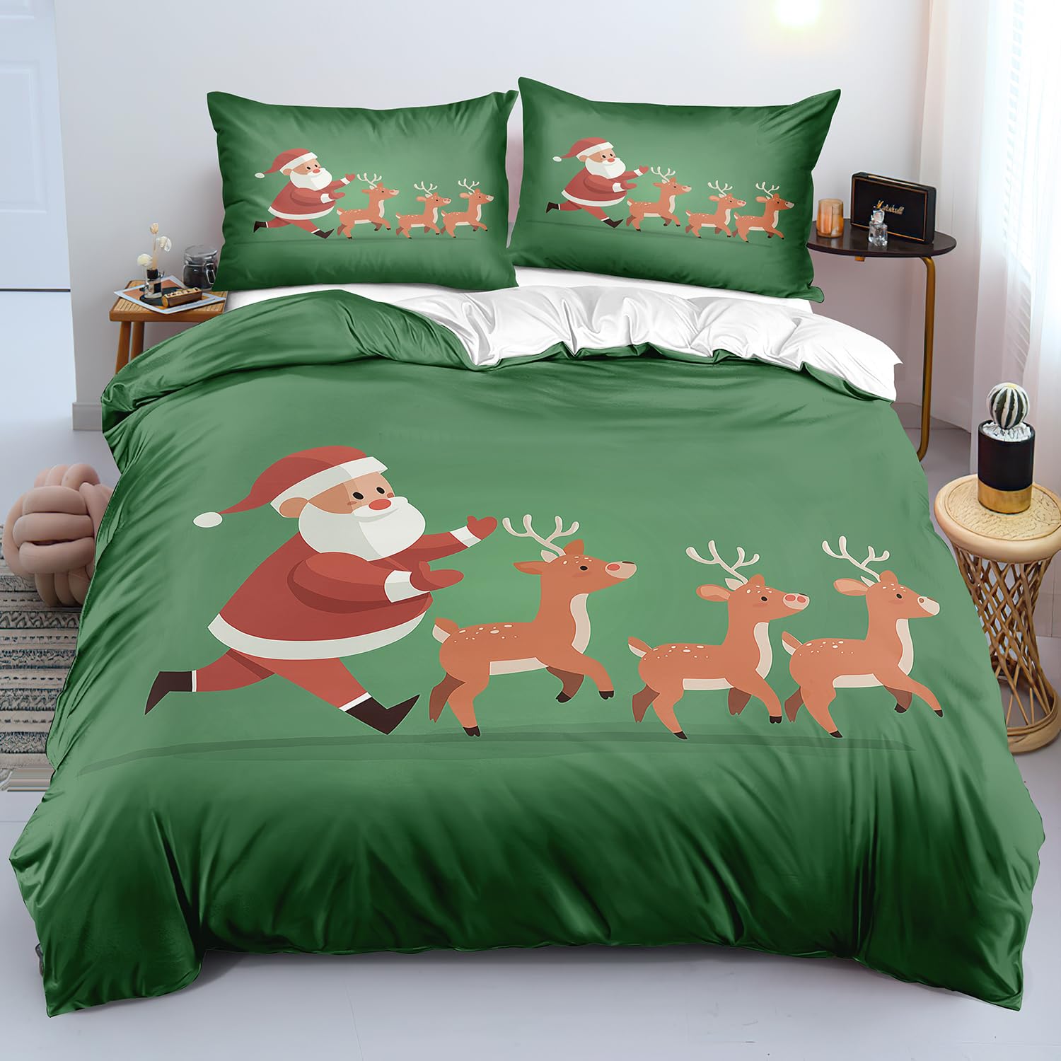 Housse de Couette de Noël 240x220 Rouge en Microfibre Douce pour l'Ambiance Festive de la Chambre