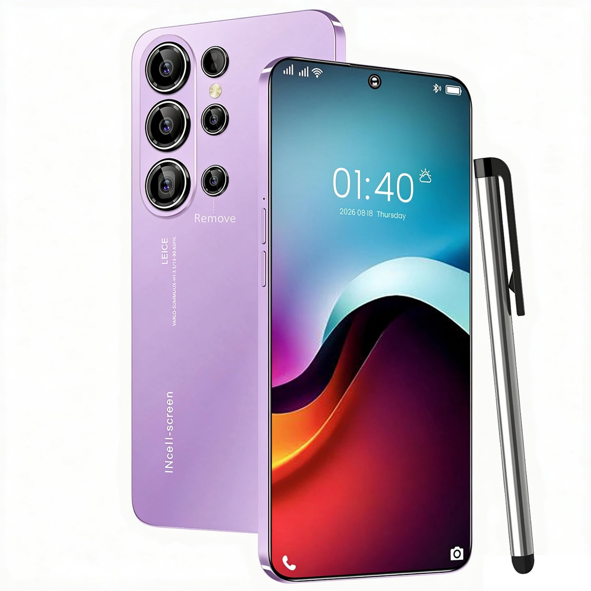 I26 Ultra 5G Unlocked Phones 256GB+8GB Android 15 Cell Phone Purple