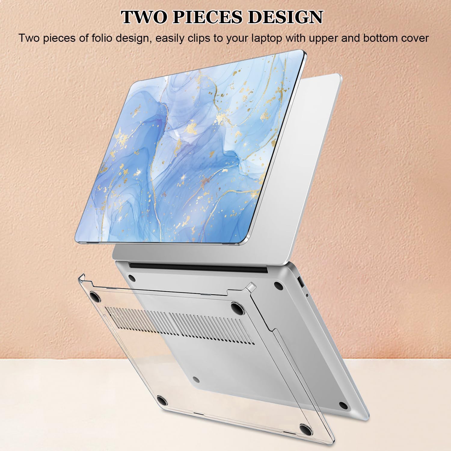 Slim Protective Case for 13 inch Microsoft Surface Laptop 2025 Copilot+PC Model 2095, Lightweight Anti-Scratch Printed Pattern Plastic Hard Shell Case Cover, Blue Marble - Image 4