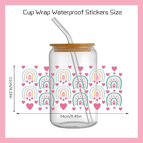 Miniatura 3 de David Angie Adhesivo de transferencia, 9 hojas con temática de arco iris, impermeable, UV, DTF, calcomanías de transferencia de papel de