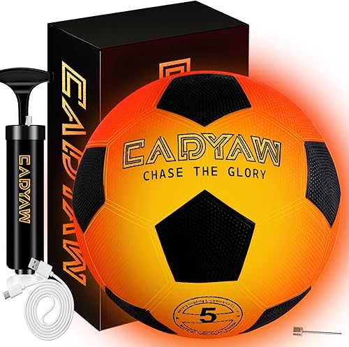Glow in The Dark Soccer Ball, Rechargeable Light up Soccer Toys, Birthday Gift for Boys and Girls 8-12, Cool Toys for Kids Outdoor Night Activity -
