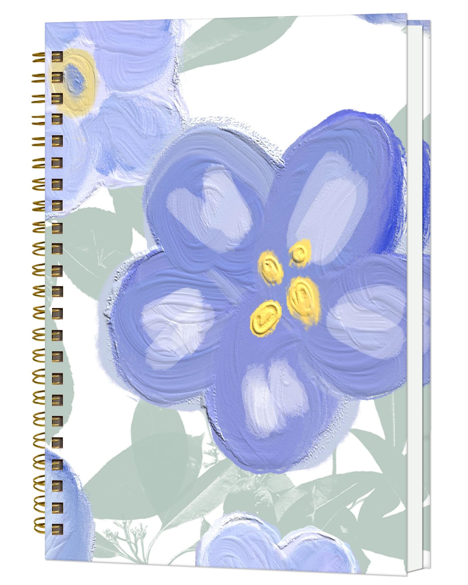 QTRJKDV Spiral Notebook A5, Hardcover Journal for Women, 120 Pages Thick College Ruled Paper, Perfect for Office, School, or Home Use(Gouache flower)