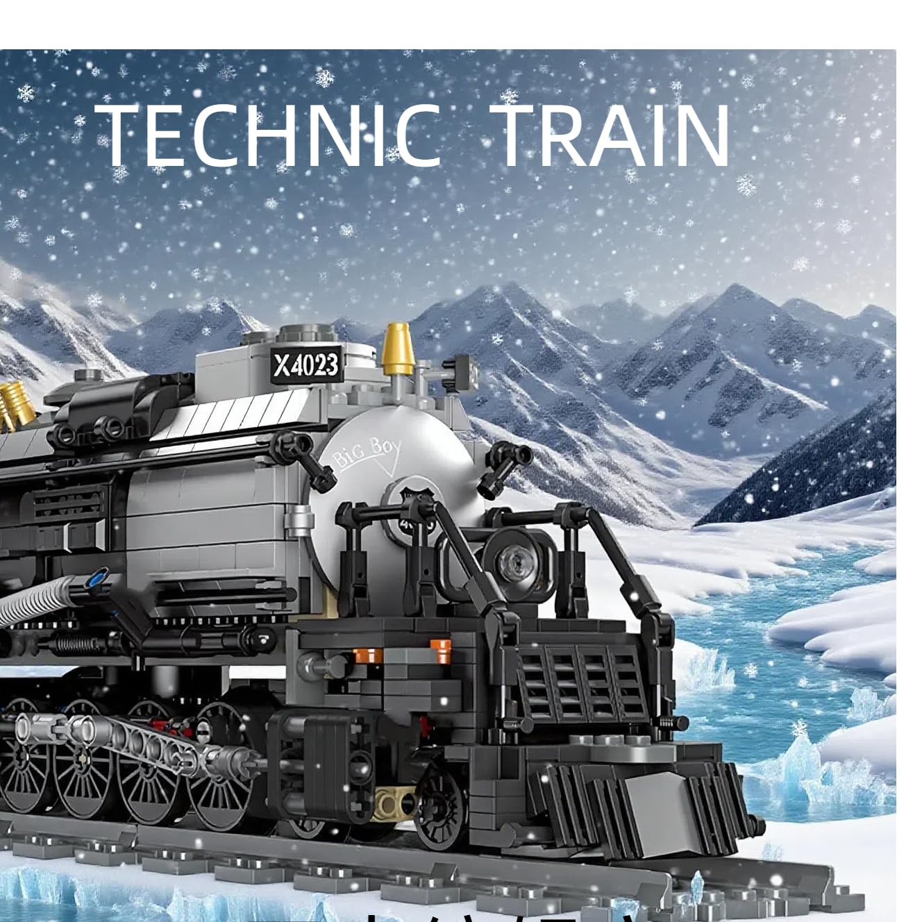 Technik Big Boy Zug Eisenbahn Bausteine,Modell, 1608 Klemmbausteine Dampflokomotive Modell Bauset,City Güterzug mit Schiene Bausatz Display Bausatz zum Verschenken, Kompatibel mit Großen Marken