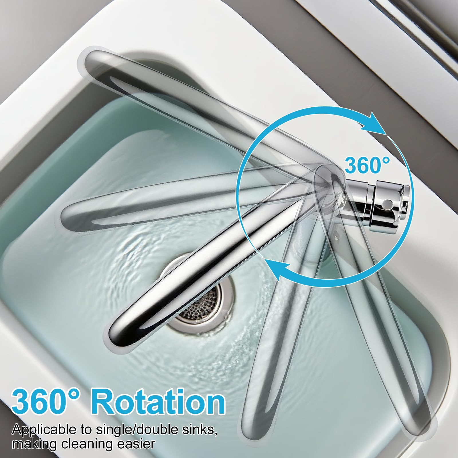 Robinet de cuisine mitigeur 360° pour évier de cuisine avec tuyau d'alimentation en acier inoxydable de 80 cm - Robinet de cuisine à une main pour cuisine, jardin, caravane, plan de travail