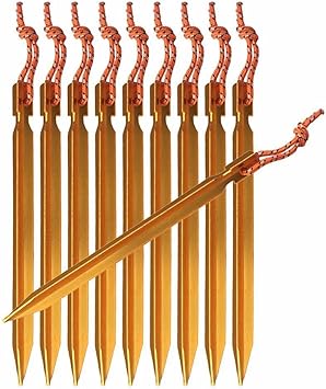 Amazon Minidivaテントペグジュラルミン製１８ｃｍ 軽量アウトドア 3mm紐つき３色選択可１０本セット ゴールド Minidiva ペグ ステーク