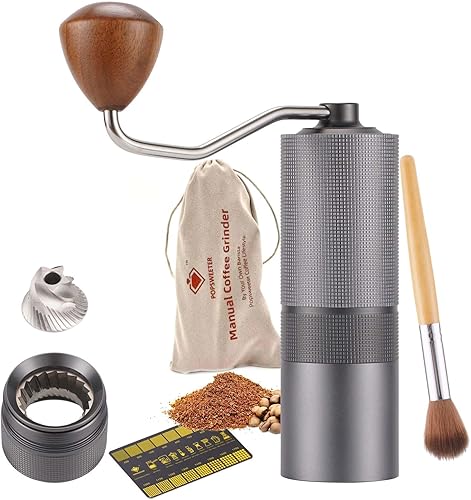 Popsweet C38 - Molinillo de café manual con rebabas exteriores cónicas de acero inoxidable desmontables, molienda de granos de café de 400 libras,