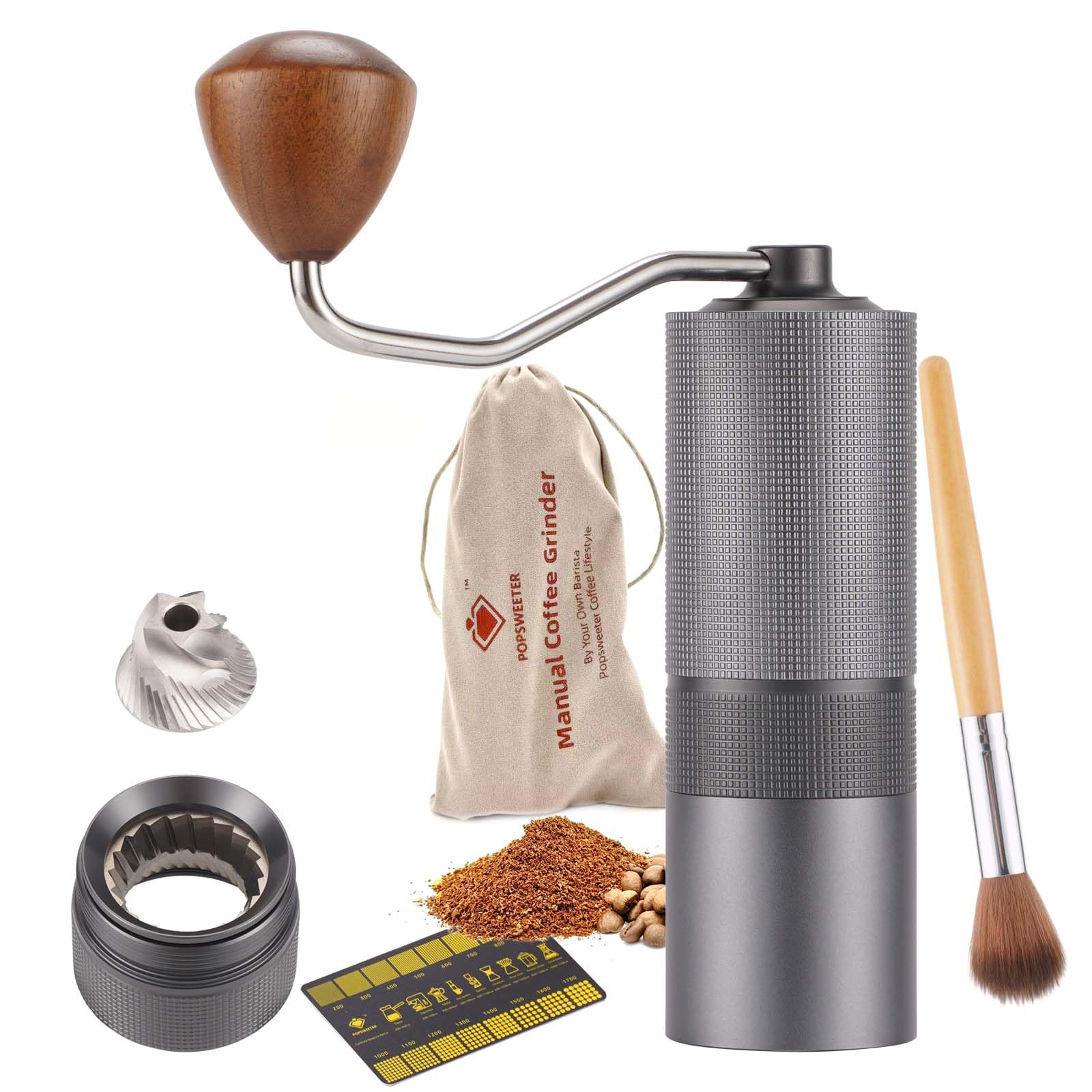 Popsweet C38 Manual Coffee Grinder With Detachable Stainless Steel Tapered Outer Burrs