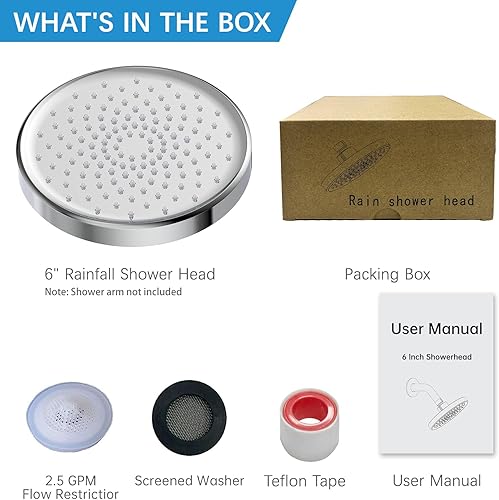 Miniatura 5 de GAOMON Cabezal de ducha de lluvia de alta presión con ángulos ajustables de 360, boquillas de silicona antiobstrucción, cabezal de ducha de lujo