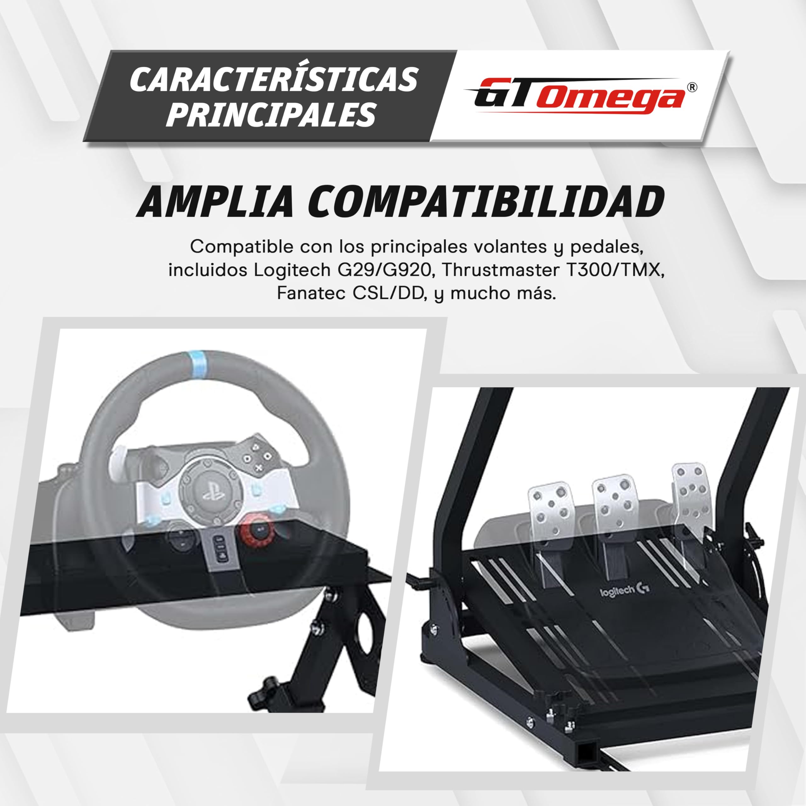 GT OMEGA Soporte de Volante Clásico - Plegable de Nivel de Entrada Sim Rig, Pre-Equipado con un Montaje de Palanca de Cambio y Silla Link, Ajustable y Listo para Actualizar