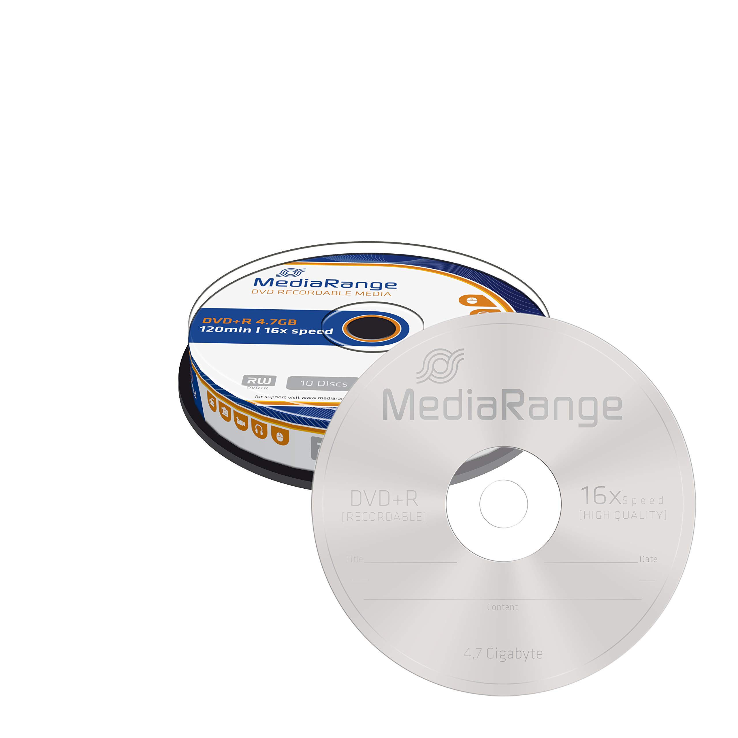 MediaRange MR453 DVD regrabable - DVD+RW vírgenes (4,7 GB, DVD+R, 12 cm, Caja para Pastel)