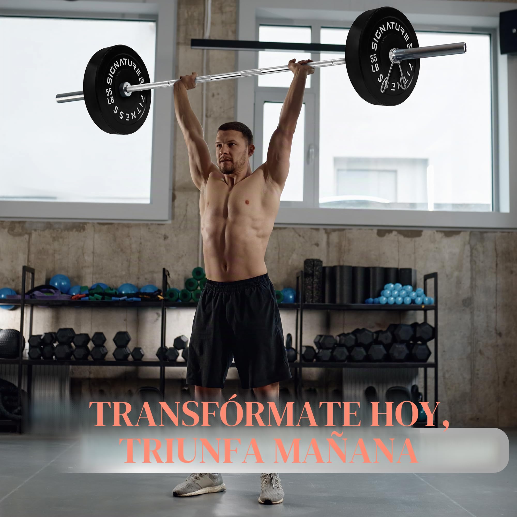 Fitvids - Placas de parachoques olímpicas, discos de peso de 5 cm para entrenamiento de fuerza y levantamiento de pesas, pares, juegos o juegos con barra de 2,15 metros, múltiples opciones