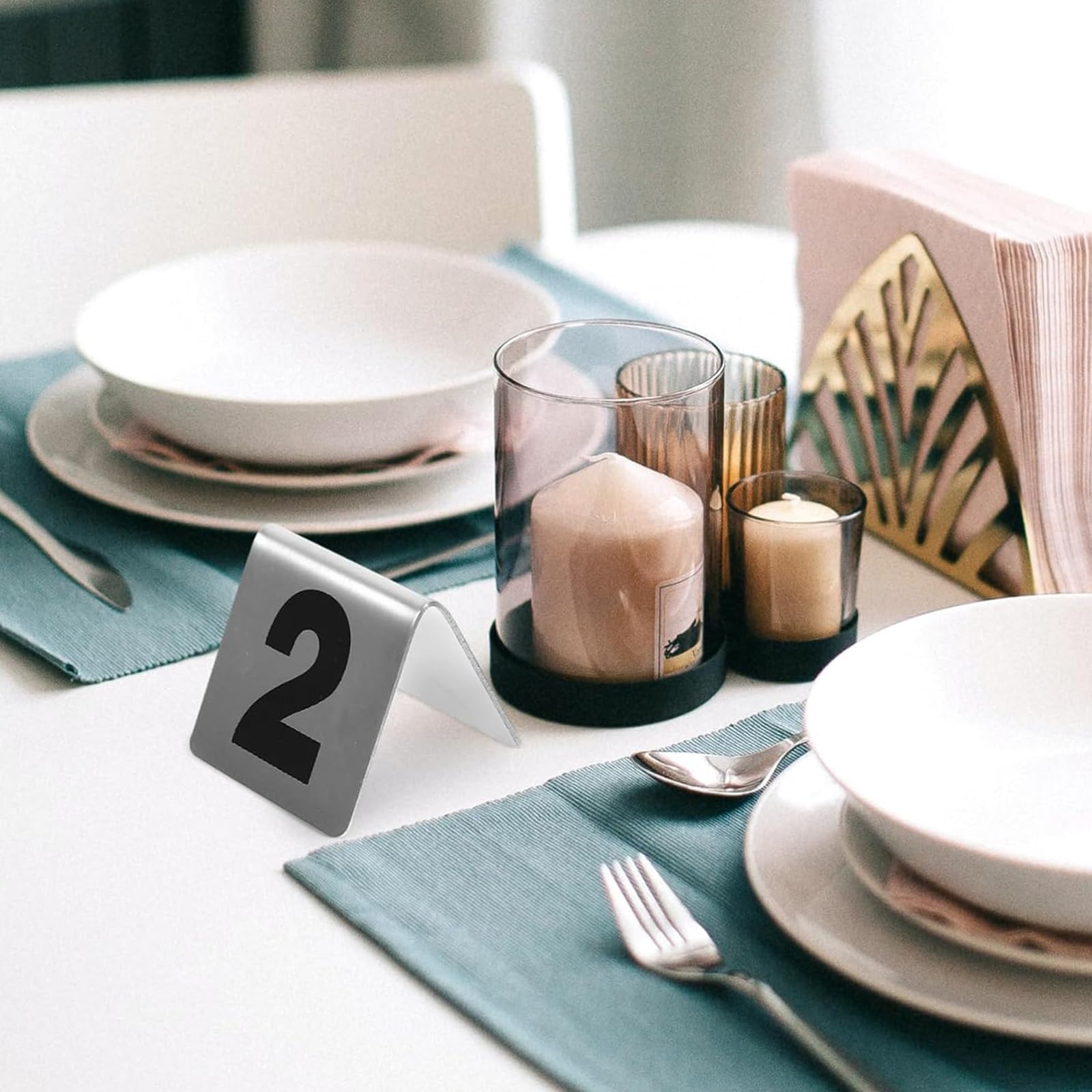 Números de Mesa para Restaurante (1-10/20/30/40/50/60/70/80/90/100), Tarjetas de Metal apilables, Estilo Carpa, para Reserva de Hotel, Placa con número de Asiento Reservado, 1-100