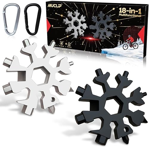 Paquete de 2 multiherramientas de copo de nieve 18 en 1, rellenos de calcetines para hombres, multiherramienta de acero inoxidable, equipo de