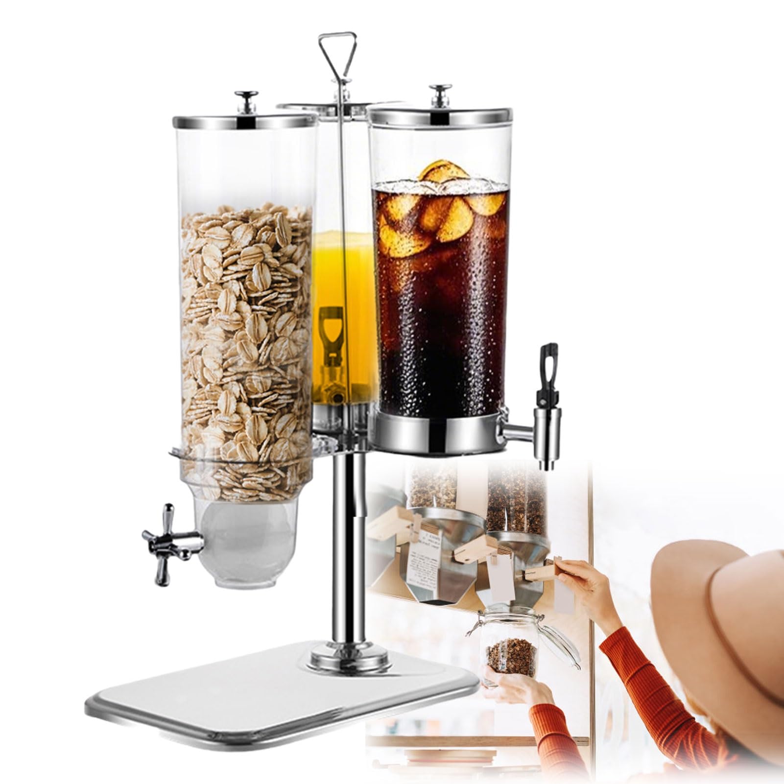 Dispensador de bebidas cereales acero inoxidable y PC