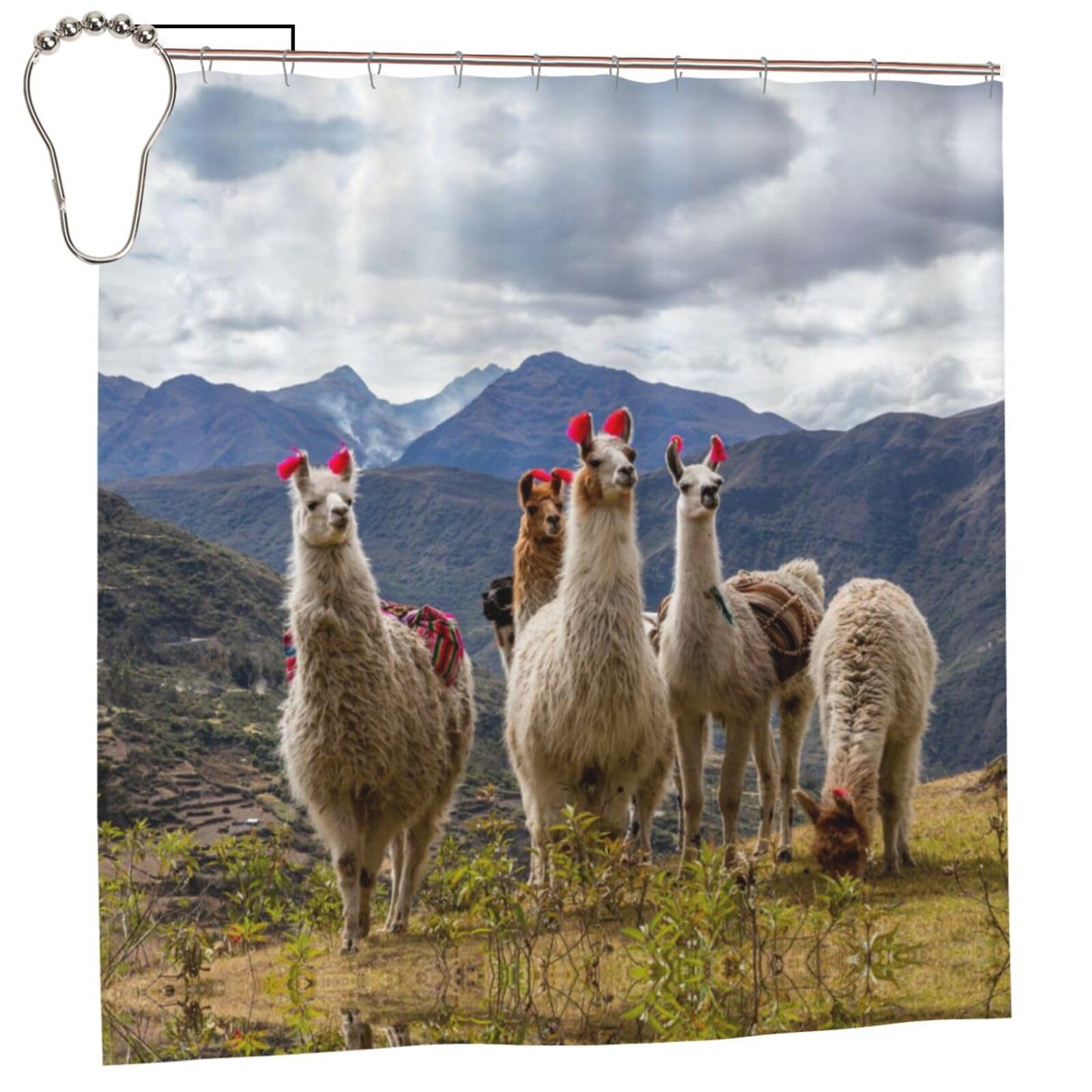 Rideau de douche imprimé lamas Andes rideau bain polyester étanche
