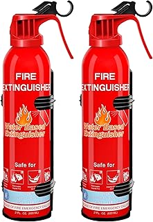 Extintor de incendios para el hogar con soporte, paquete de 2 extintores portátiles 8 en 1 actualizados para vehículos, automóviles, barcos, suministros de emergencia de cocina marina, extintor a base