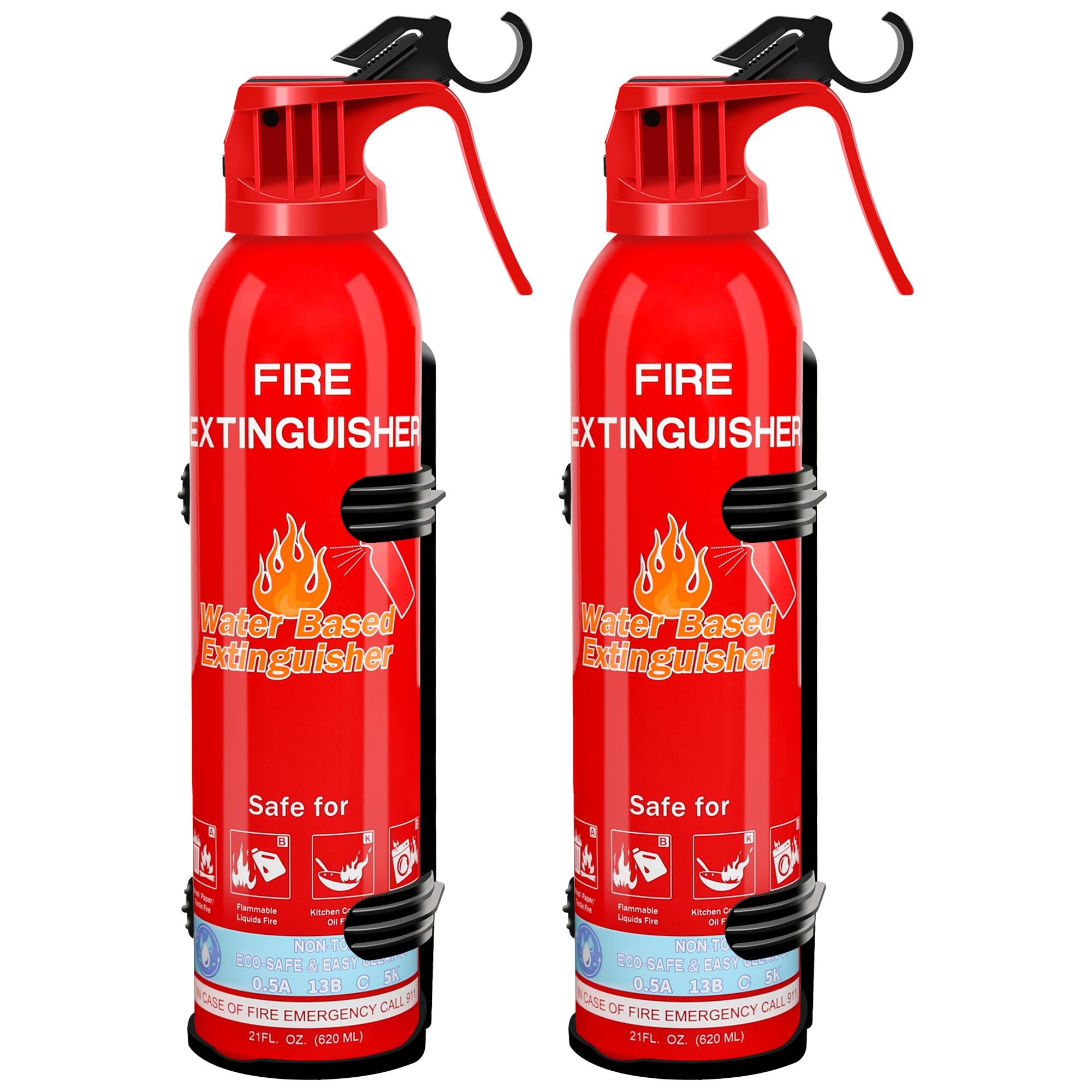 Fire Extinguisher for Home with Mount, 2 Pack Upgraded 8-in-1 Portable Fire Extinguishers For Vehicle Car Boat Marine Kitchen Emergency Supplies, Water-Based Extinguisher For A, B, C, K Fire Types