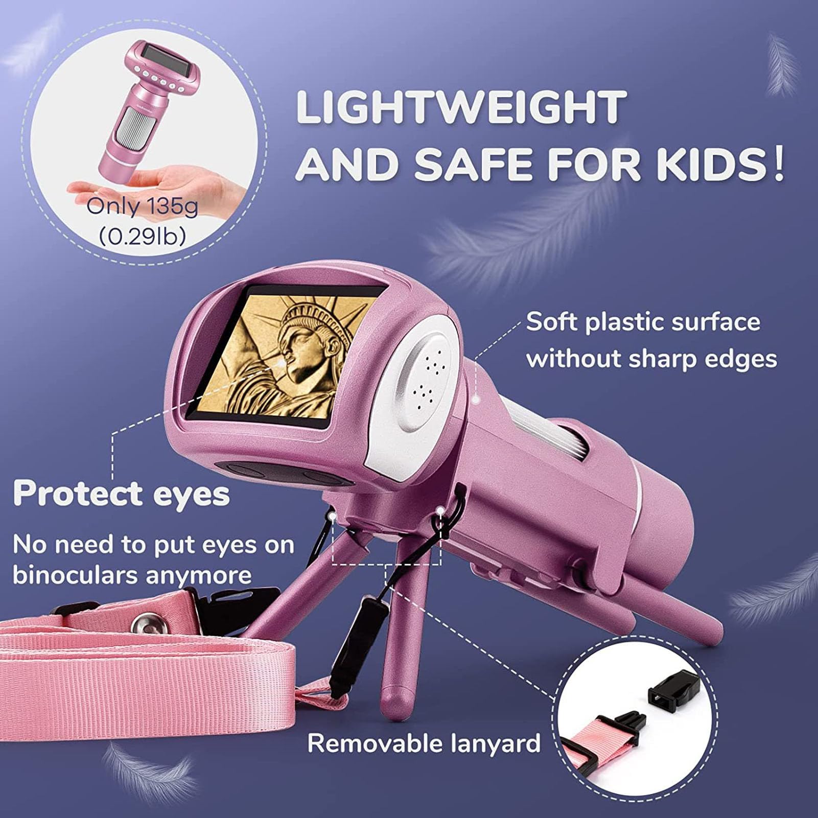 Microscopio Digital de 2 Pulgadas y 40 MP, Microscopio Digital de Bolsillo para Niños 1080P con 8 Luces LED, Zoom Digital Ajustable de 50X a 300X, Microscopio de Juguete de 900
