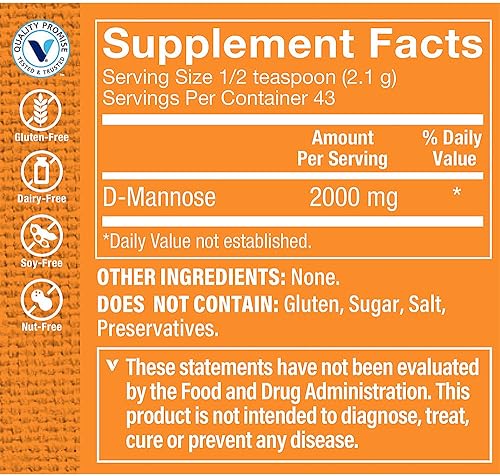 Miniatura 2 de Polvo de D-manosa - Apoya un tracto urinario saludable y limpia la vejiga (3.2 onzas43 porciones)
