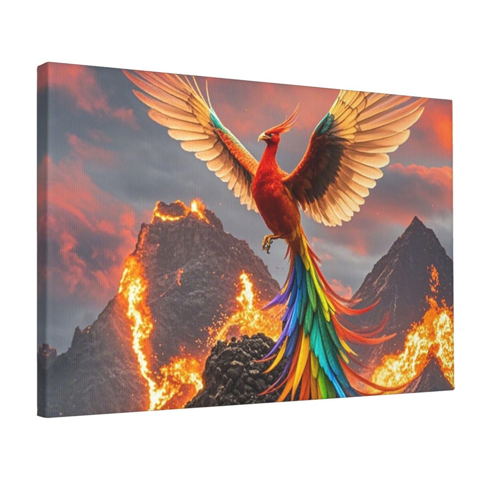 Canvas Wall Art for Living Room Wall Decor 12"x18" Modern Artwork Painting Pictures Hanging Canvas Prints Phoenix and Fire Aesthetic Wall Art for Bedroom Bathroom Office Wallart Decor