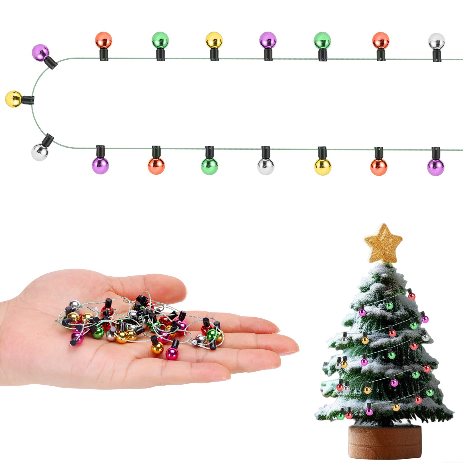 2 Luci LED Verdi Per Albero Di Natale, Casa Delle Bambole, Lotto Miniature Scala 1/12, 50cm
