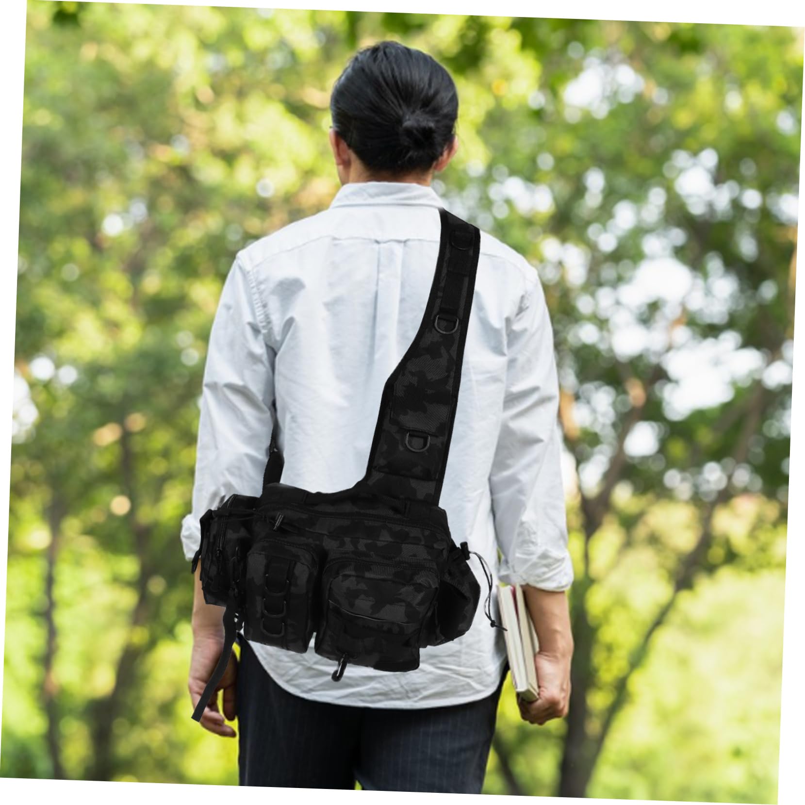 Torba Wędkarska Crossbody z Uchwytem Sprzęt Lekka Torba Ramię Plecak Do Przechowywania Akcesoriów Wędkarskich Idealna Do Wędkowania Pieszych Wędrówek i Biwakowania