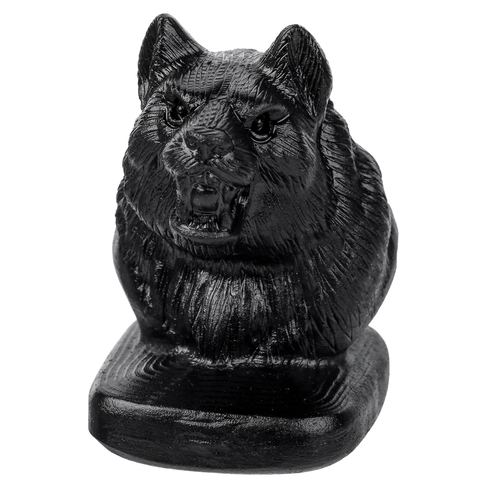 mookaitedecor Black Obsidian Crystal Wolf Head Statue Ornament for Home Hand Carved Animal Healing Crystal Wolf Gift for Men Women Small Pocket Wolf Bust Figurine Sculpture Cool Black Room Decor