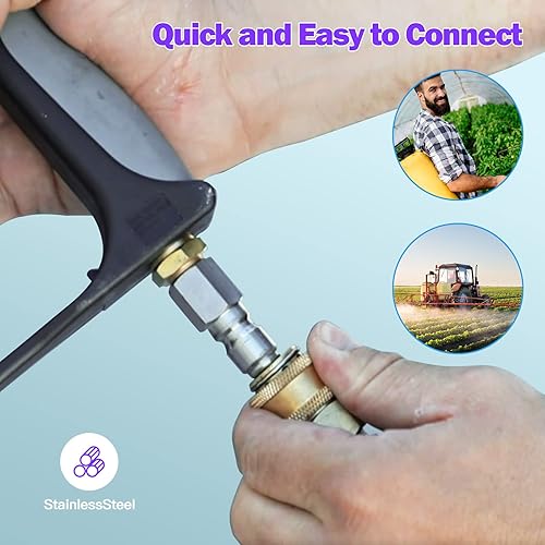 Miniatura 5 de 2 acopladores para lavadora a presión, enchufe macho de conexión rápida de acero inoxidable de 14 de pulgada o 38 pulgadas, conector NPT hembra de