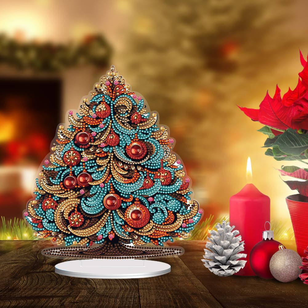 DIY Dot Diamond Table Ornaments, Christmas Tree Diamond Art Painting Home Decoration Desktop Ornaments For Home Office Decor (Single-Sided Diamond)-# 13-Christmas Elf