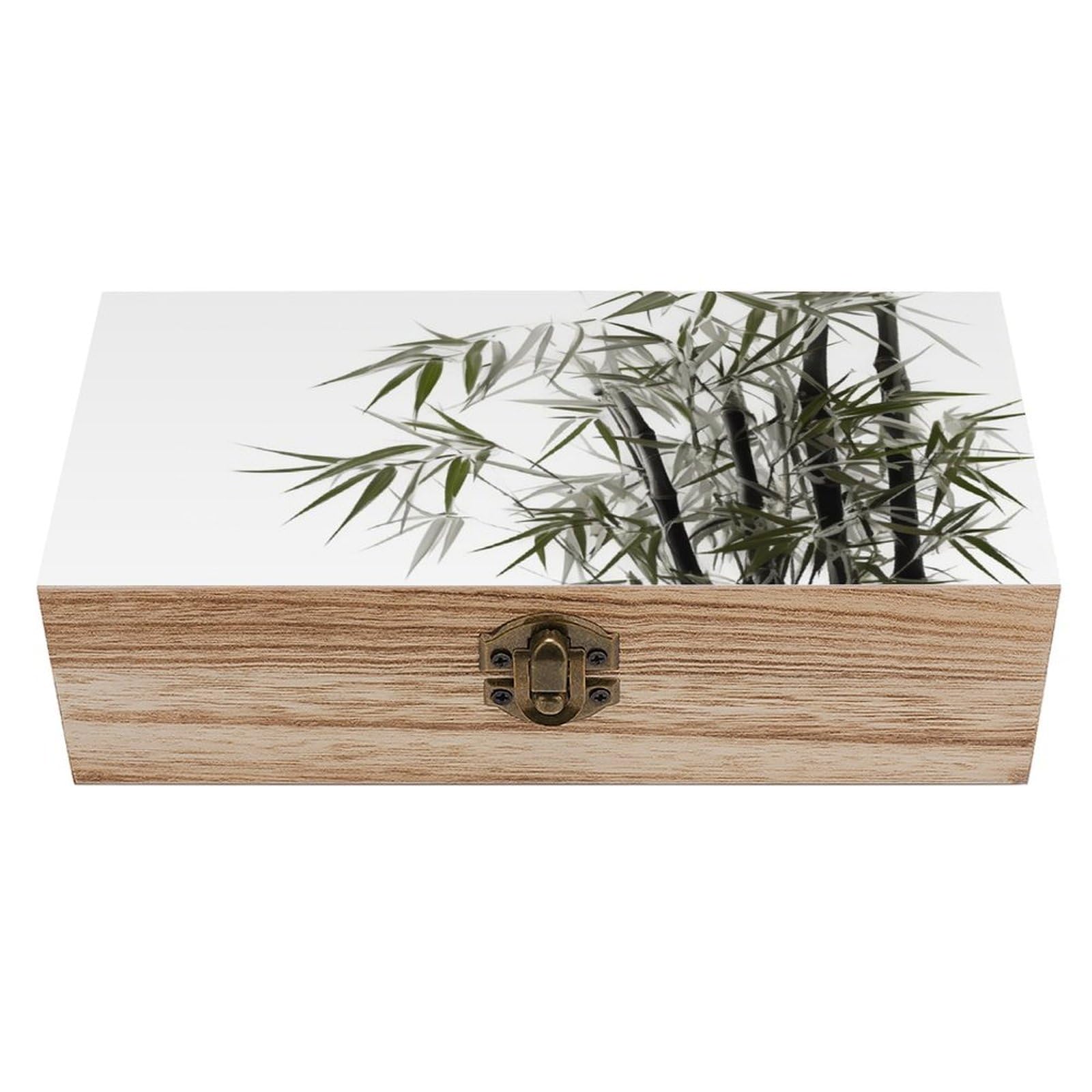 KLOPH Wooden Storage Box Asian Wood Gift Box with Hinged Lid Vintage Decorative Jewelry Boxes Memory Box for Jewelry Art Hobbies Home Storage Treasure Keepsake Gift 7.9''x3.9''x2.3''