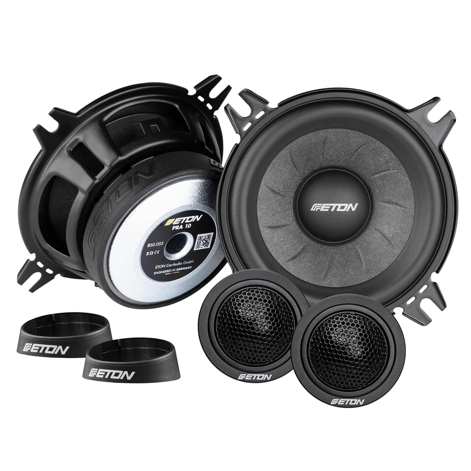 ETON Pra 10 – klangstarkes 10 cm / 4“ Komponenten System, Auto Lautsprecher, Soundsystem mit 80 Watt, 3 Ohm, 1 Paar