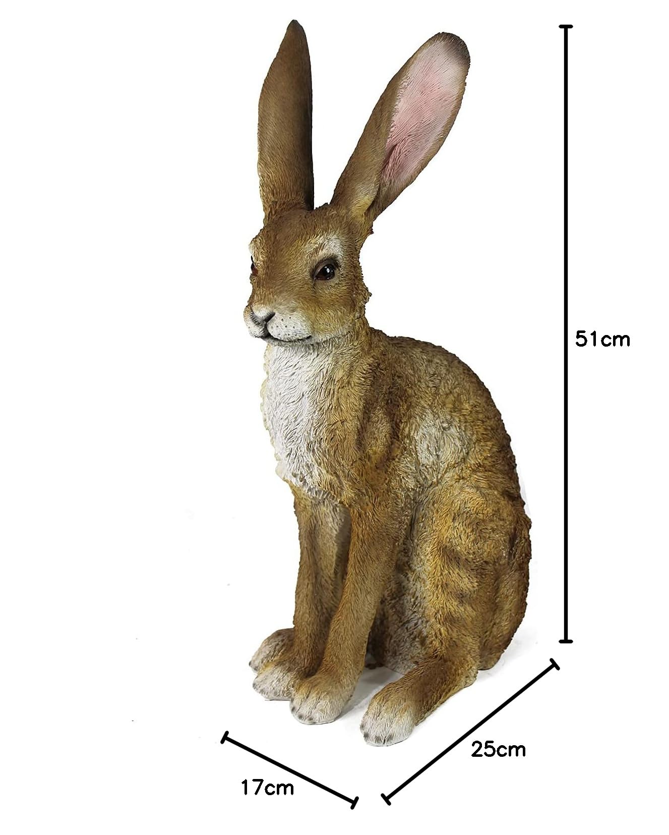 Arnusa Figurka zwierzęcia zając polny naturalnej wielkości 51 cm figurka ogrodowa zając rambler dekoracja ogrodowa