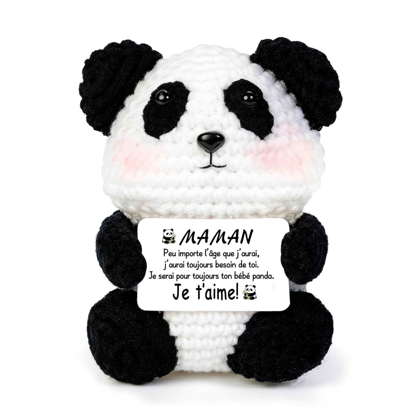 Unictop Gift for mum, Handmade Positive Cute Knitted Sunflower (PANDA-MAMAN) โ image 1