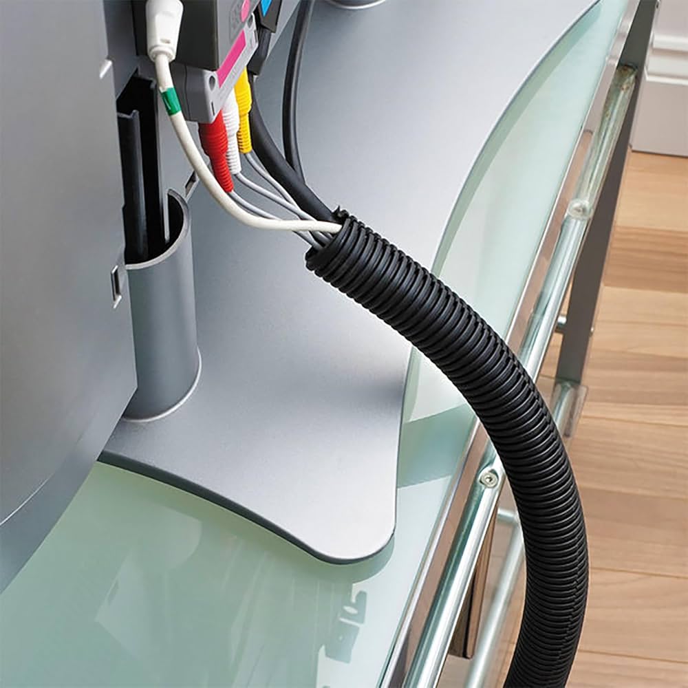 On1shelf Black Conduit Split Plastic Flexible Cable Tidy Solution Tube Trunking 0.51