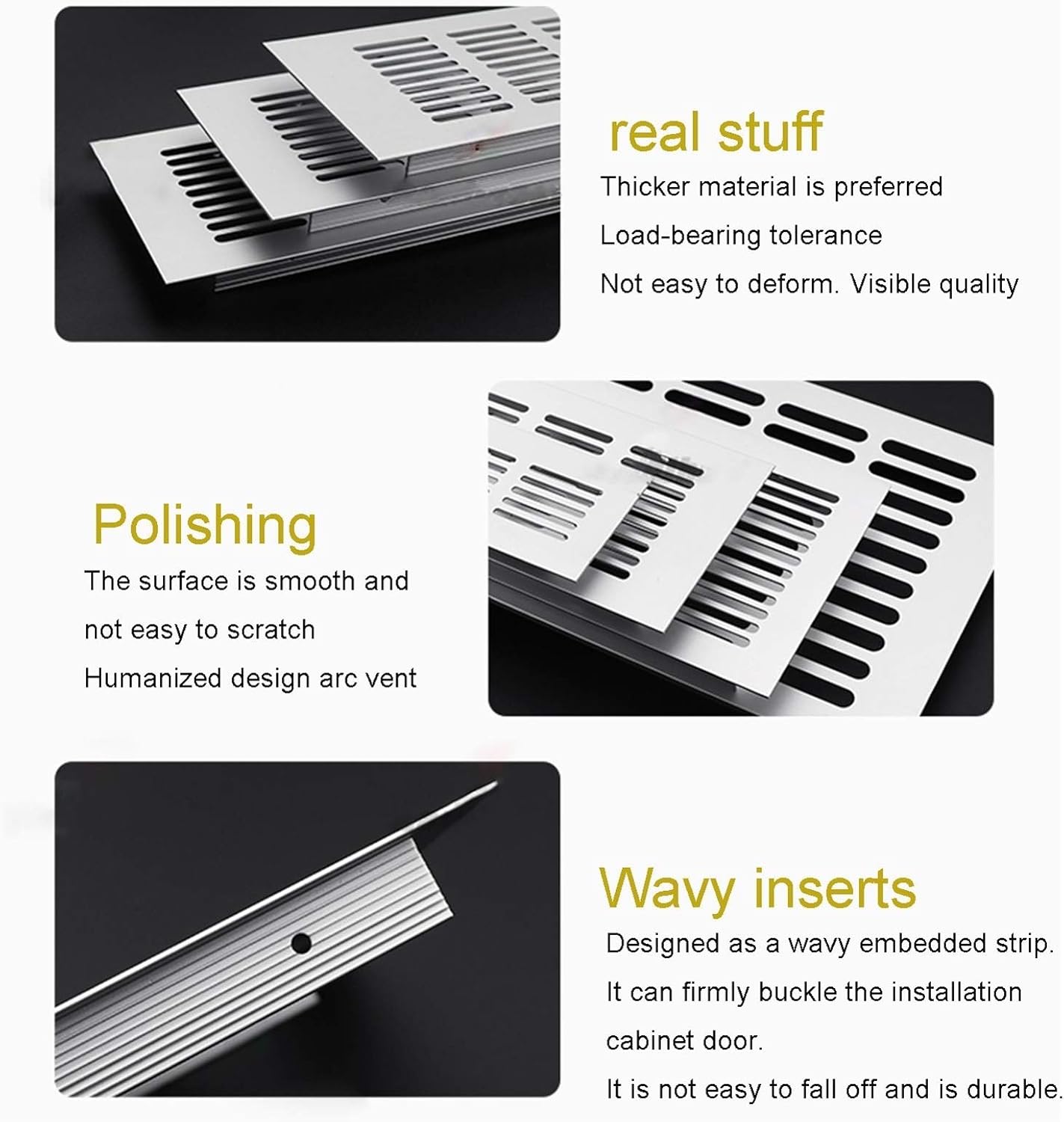 Soffit Vent Cover, Aluminum Alloy Breathable Mesh Rectangular Plane Ventilation Vent,Cabinet Wardrobe Shoe Cabinet Decorative Cooling Cover(150x225mm)