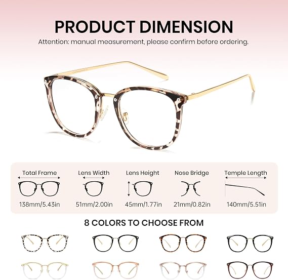 Cyxus Blue Light Glasses for Woman, Lightweight Computer Glasses 8169 | Anti-Migraine, Anti-Headaches, UV Protection for Screen Time, Anti-Eye Strain for Work, Daily Use