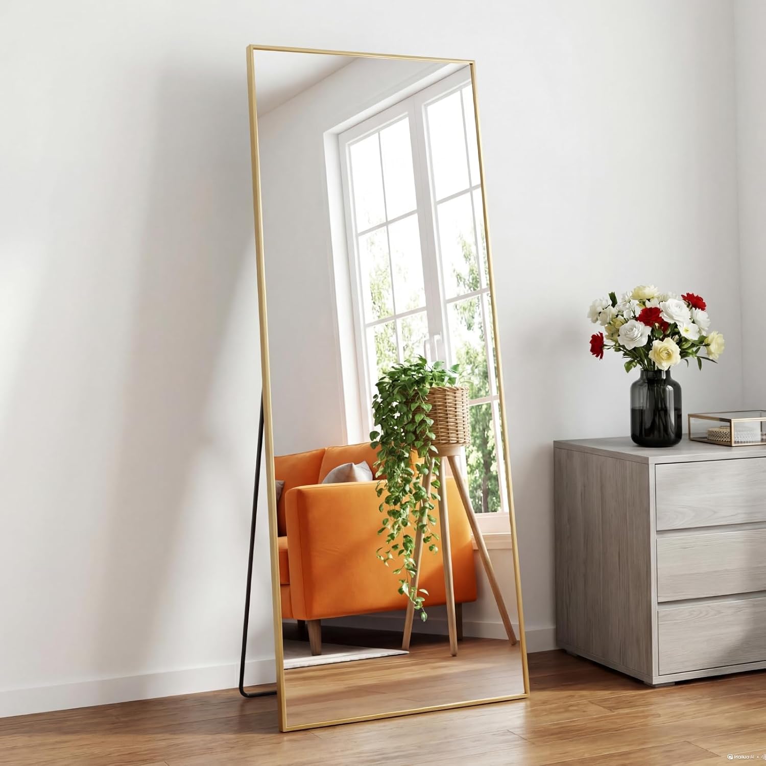 NEWBULIG Full Length Mirror, Upgraded Body Wall Mirrors with Shatter-Proof Glass, Floor Standing Mirror, Home Wall Decor